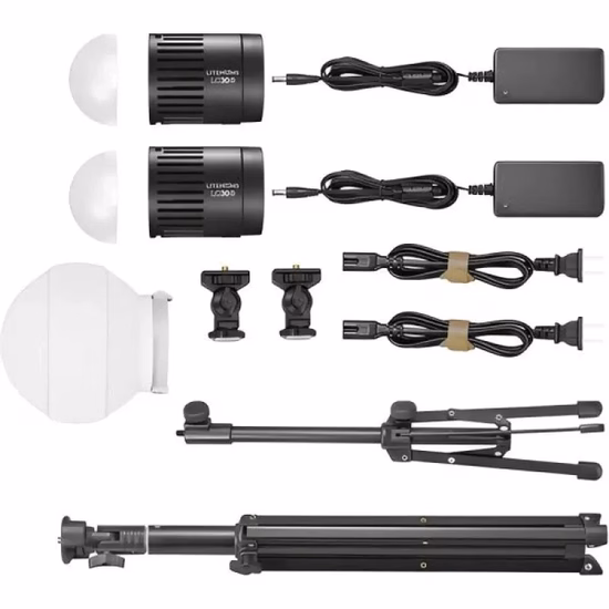 Kit LED Godox Litemons LC-30D-K2 + Difusor + 2 Tripodes