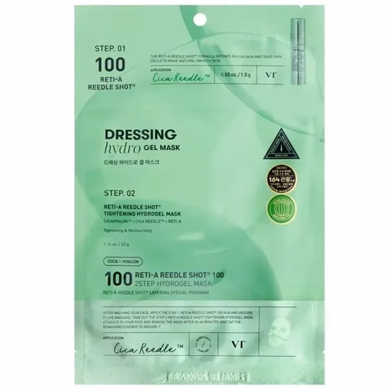 Máscara Facial VT Cosmetics Reti-A Reedle Shot 100 2-Step Hydrogel Mask 1 Unidade