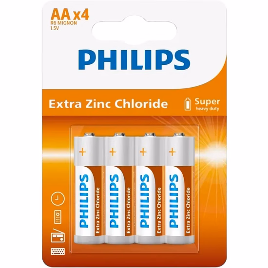 Pilha Philips AA R6L4B/70 - 4 Unidades