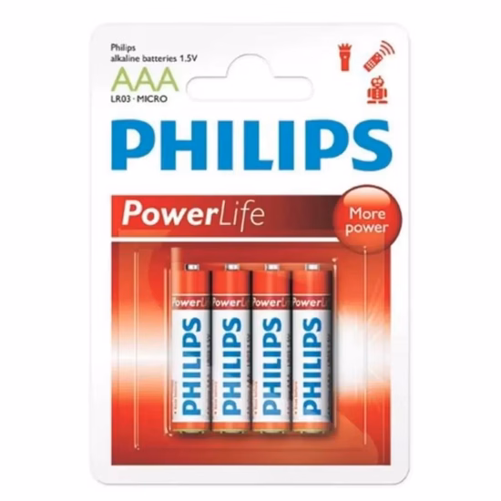 Pilha Philips AAA Alcalina LR03-P4B/97 - 4 Unidades
