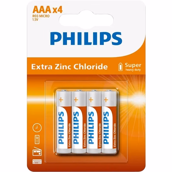 Pilha Philips AAA R03L4B/70 - 4 Unidades