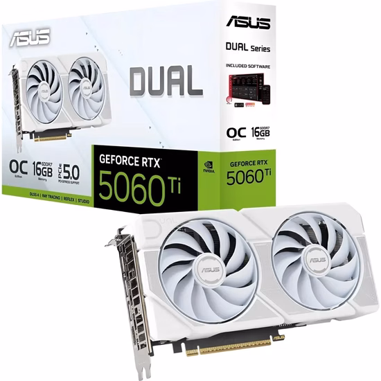 Placa de Vídeo Asus Dual GeForce RTX5060TI OC White 16GB GDDR7 PCI-Express
