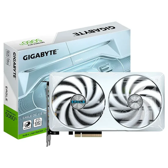Placa de Vídeo Gigabyte GeForce RTX5060TI Eagle OC Ice 8GB GDDR7 PCI-Express