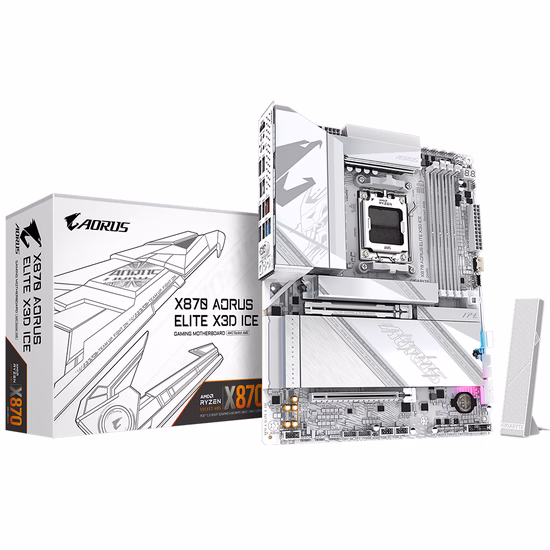Placa Mãe Gigabyte X870 Aorus Elite X3D Ice AMD Soquete AM5 foto 1