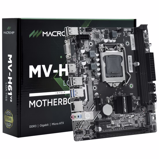 Placa Mãe Macrovip MV-H61V2 Intel Soquete LGA 1155
