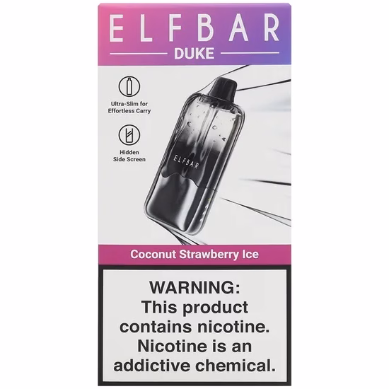 Vaper Descartável Elfbar Duke 35K Coconut Strawberry Ice 35000 Puffs