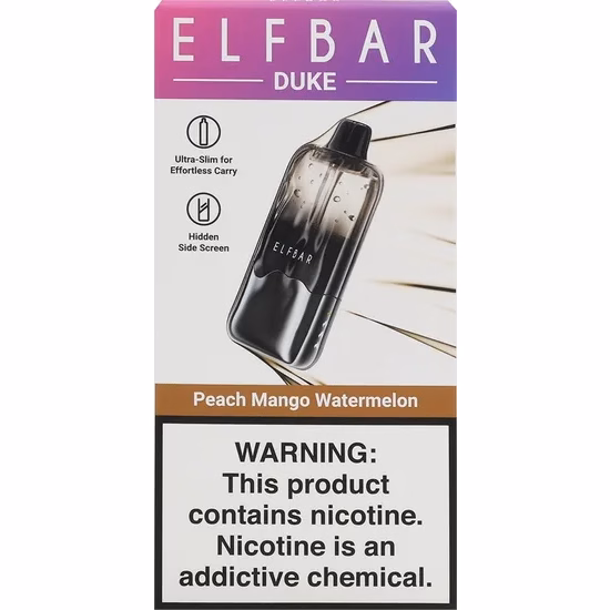 Vaper Descartável Elfbar Duke 35K Peach Mango Watermelon 35000 Puffs
