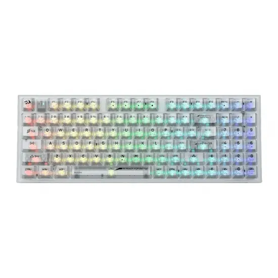 Teclado Gamer Mecânico Redragon Irelia Pro K658CT, RGB 90% Sem Fio USB-C BT, Switch Ice Silver, Inglês, Transparente