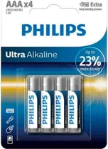 Pilha Ultra Alcalina Philips AAA LR03E4B/97 c/4