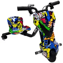 Triciclo Elétrico Hye Drift Car HYE-TR01 - 6.5" - Bluetooth - LED - Recarregável - Yellow Graffiti