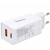 Adaptador de Tomada Blulory BC65AC USB/USB-C de 65 Watts - Branco