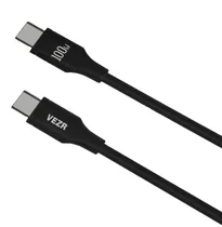 Cable de Datos Vezr VD10 Type-C To Type-C 100W PD 1.2M Silicona Black