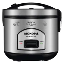 Panela Elétrica de Arroz Mondial Pratic 6I Premium PE-43-6X - 500W - 6 Xícaras - 220V 50/60HZ - Preto e Inox