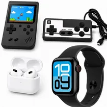 Kit Relógio K35-Combo com Bluetooth + Fone de Ouvido Sem Fio + Console Portátil