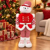 Boneco Natalino Urso Polar Soldado Vermelho 75 CM