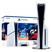 Console Sony Playstation PS5 Slim CFI-2115 4K Digital 120HZ 825GB, Sem Disco Bivolt + Astro Bot + Gran Turismo 7