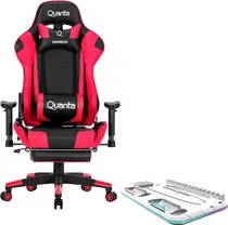Cadeira Gamer Quanta QTGC20 Emperor Preto/Vermelho + Suporte para PS5 Krab KBD5PRO