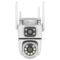 Camera de Segurança 4LIFE 360° Dualvue Smart Wifi Camera 2ª Geração FLD25X / Dual Camera / 3MP + 3MP / 3.5K / Microfone / Alarma / Detecção Humana / Visao Noturna / Suporte Onvif / App Tuya Smart Life - Branco