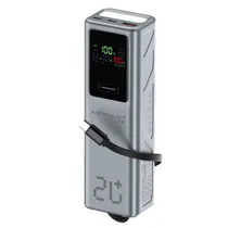 Carregador Portatil Powerbank Konfulon A71Q / 100W / 20000MAH / 2XUSB-C / USB-A / com Lanterna e Cabo Embutido USB-C - Grey