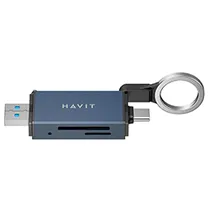 Hub 6 Portas USB-C Havit HB4040 USB 3.0 / USB-C Fêmea / USB Fêmea / SDXC / Micro SD - Preto / Cinza