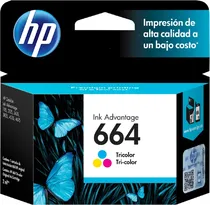 Cartucho de Tinta HP 664 F6V28AL Color 2ML(Deskjet 6000/ 6400/ 1200 All-In-One 2300/ 2700/ 4100)