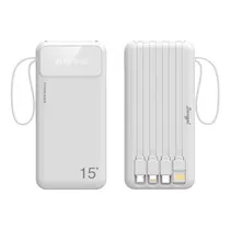 Carregador Portatil Powerbank Demgel DE-2004 / 4 Em 1 / 15000MAH / com Cabo Embutido USB - Micro USB - USB-C - Lightning - Branco