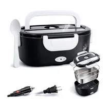 Lancheira Eletrica / Marmita Termica Eletrica Lunchbox / 60W / 1.5 Litros / Bivolt - Preto/ Branco