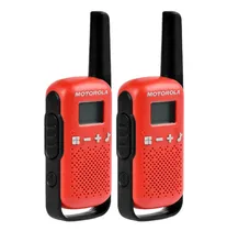 Walkie Talkie Motorola T-110 16MIL-25KM - Preto e Vermelho (Pilha AAA(3)