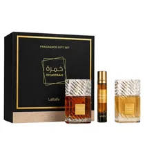 Kit Perfume Lattafa Khamrah Edp 100ML + Travel Spray 12ML + Fresh Hair Mist 50ML - Unissex
