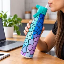 Garrafa Térmica de Aço Inoxidável Em Tons Frios 500 ML