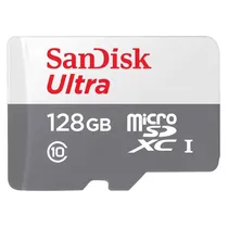 Cartão de Memória Micro SD Sandisk Ultra 128GB 100MBS C10 - SDSQUNR-128G-GN3TA