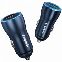 Ecopower Cargador Vehicular EP-7032 30W USB-C/USB-A Azul