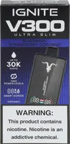 Vape Descartável Ignite V300 Ultra Slim Blueberry Straw Coconut 30000 Puffs