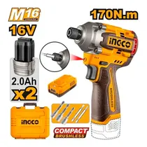 Parafusadeira de Impacto Ingco CIRLI16178 1/4 16V – 2 Baterias 2AH