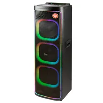 Caixa de Som Mox MO-T1221 - 180W - Bluetooth - USB - Auxiliar - 1 Microfone - Controle Remoto - 3X 12" - Preto