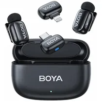 Microfone Sem Fio para Smartphone Boya MINI-12 com Lightning e USB-C - Preto