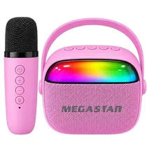 Mini Speaker Megastar HY08BTP / 5W / Bluetooth / Radio FM / Auxiliar / USB / Micro SD + Microfone - Rosa