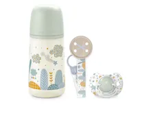 Suavinex Nursery Set Biberon 270 + Brocha + Chupete Fis 0/6 Dreams i3 Sil 0-6M+ Azul