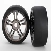 Roda Traxxas Rear BLK CHRM Slick (XO-1) 6477