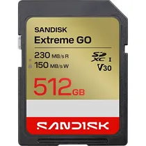 Cartão de Memória SD Sandisk Extreme Go 230/150 MB/s Uhs-I U3 V30 512 GB (SDSDXGN-512G-Gncin)