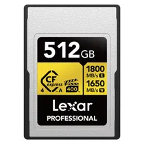 Cartão de Memória Cfexpress Tipo A Lexar Professional Gold 1800-1650 MB/s 512 GB (LCAEXG4512G-Rneng)