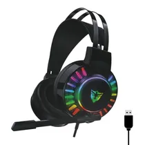 Fone+Mic Satellite AE-306 RGB / Con Cable Negro