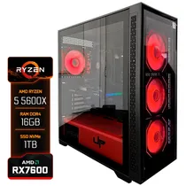 PC Gamer Montado Titan Ryzen 5 5600X, Radeon XFX RX7600, 16GB Ram DDR4, SSD 1TB, Fonte 550W, 4X Fans RGB, Optmus Vidro Temperado