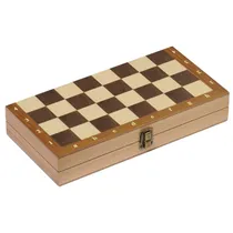 Xadrez, Dama e Gamão de Madeira Magnético 40CM