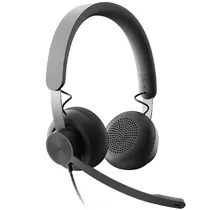 Headset Logitech Zone Wired com USB-C/USB para PC - Cinza