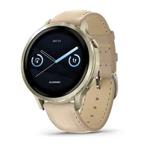 Smartwatch Garmin Venu 4 010-03013-03 com Tela Amoled / 5 Atm / 41MM / Wi-Fi - Lunar Gold / Bone / Light Sand Leather