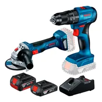 Combo 2 Em 1 Kit Bosch Parafusadeira + Lixadeira GWS 18V-8 – com 2 Baterias / 2AH + 4AH