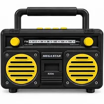 Rádio Portátil Megastar RX90A com USB/Bluetooth - Preto/Amarelo
