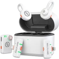 Microfone Sem Fio Hollyland Lark M2S Ultimate Combo Alcance 300M USB-C Lightning P2 Branco Glacial