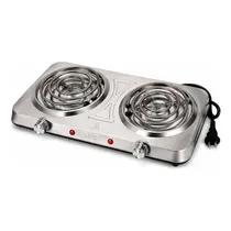 Fogareiro Elétrico Portatil Raf R.8065 Electric Stove / 2000W / 2 Bocas / 220V - Inox